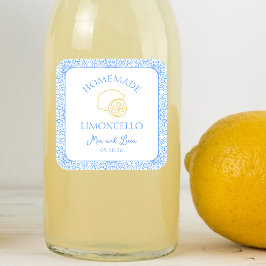 Personalisierte hausgemachte Limoncello-Flaschenho Quadratischer Aufkleber