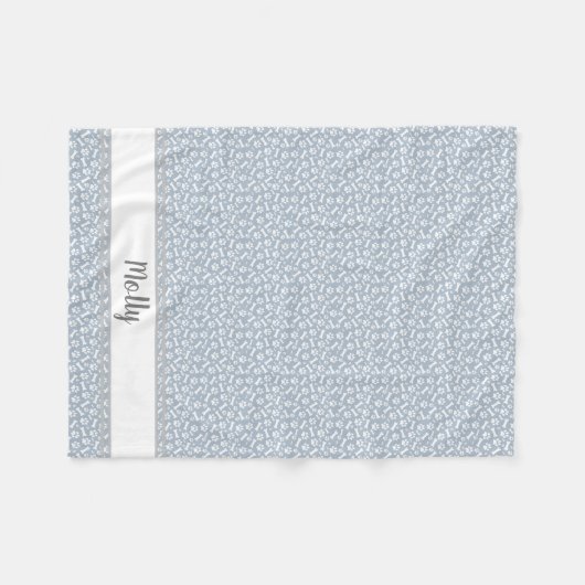 Personalisierte Haustierdecke - Paw-Druckknochen Fleecedecke (Vorderseite (Horizontal))