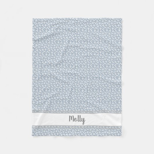 Personalisierte Haustierdecke - Paw-Druckknochen Fleecedecke (Vorderseite)