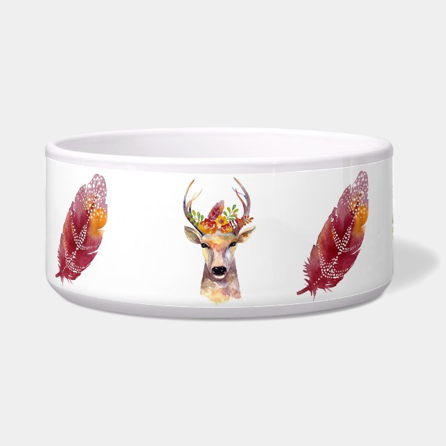 Personalisierte Haustiere Bowls boho Reh Buck Head Napf (Vorderseite)