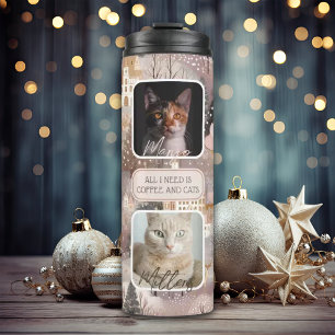 Personalisierte Haustiere Fotocollage Weihnachten Thermosbecher