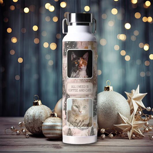 Personalisierte Haustiere Fotocollage Weihnachten Trinkflasche