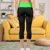 Personalisierte Haustiere Grün Schwarz Grunge Edgy Capri Leggings