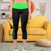 Personalisierte Haustiere Grün Schwarz Grunge Edgy Capri Leggings