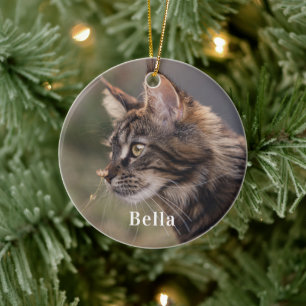 Personalisierte Haustiere Katze Foto Weihnachten Keramik Ornament