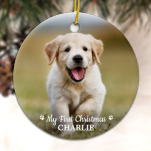 Personalisierte Haustiere Welpen Foto Hund Erste W Keramik Ornament