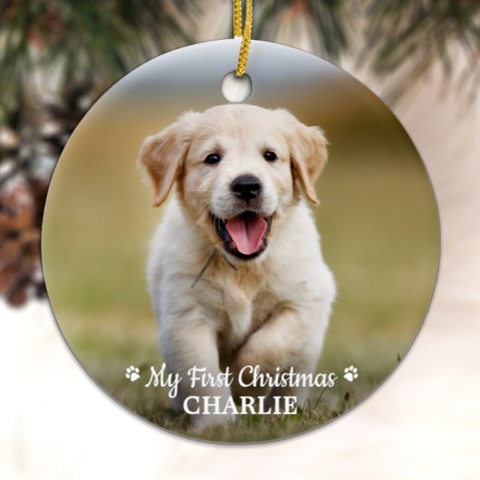 Personalisierte Haustiere Welpen Foto Hund Erste W Keramik Ornament