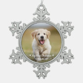 Personalisierte Haustiere Welpen Foto Hund Erste W Schneeflocken Zinn-Ornament (Vorderseite)