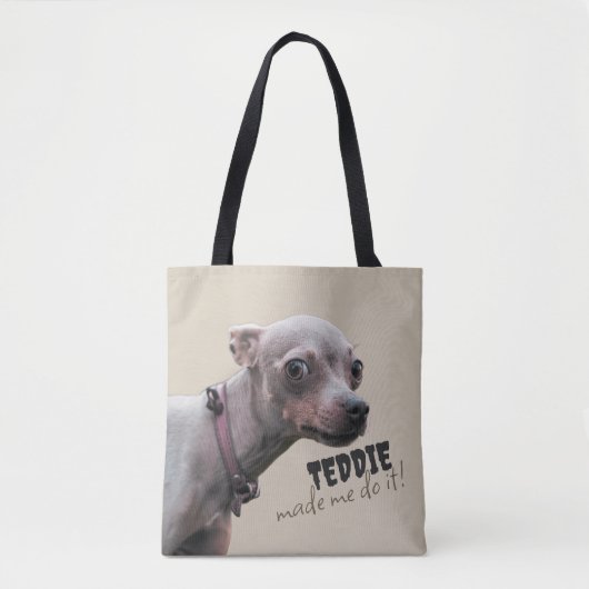 Personalisierte „[Haustiername] hat mich dazu gebr Tasche (Vorderseite)