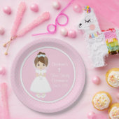 Personalisierte Heilige Kommune - Brünettes Mädche Pappteller (Party)