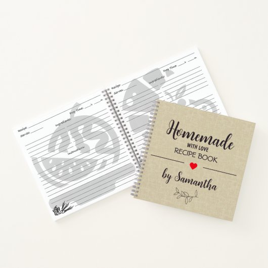 Personalisierte Heimat mit Liebe Rezept-Notebook Notizblock (Innenseite)