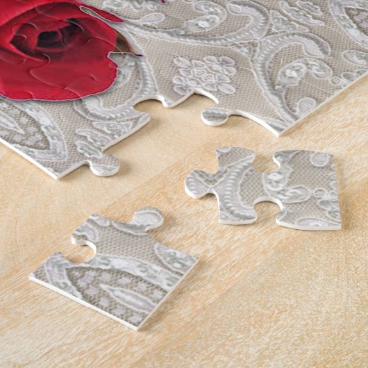 Personalisierte Heirat-Antrag-Spitze u. Rote Rosen Puzzle (Seite)