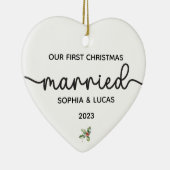 Personalisierte Heiratsweihnachtskugel Keramik Ornament (Rechts)