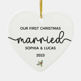 Personalisierte Heiratsweihnachtskugel Keramik Ornament
