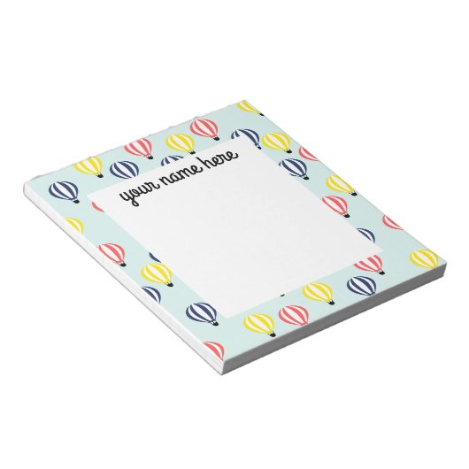 Personalisierte Heißluftballon Notepad Notizblock (angewinkelt)