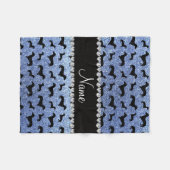 Personalisierte hellblaue Glitter-NamensDackeln Fleecedecke (Vorderseite (Horizontal))