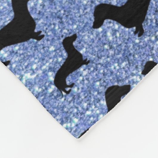 Personalisierte hellblaue Glitter-NamensDackeln Fleecedecke (Ecke)
