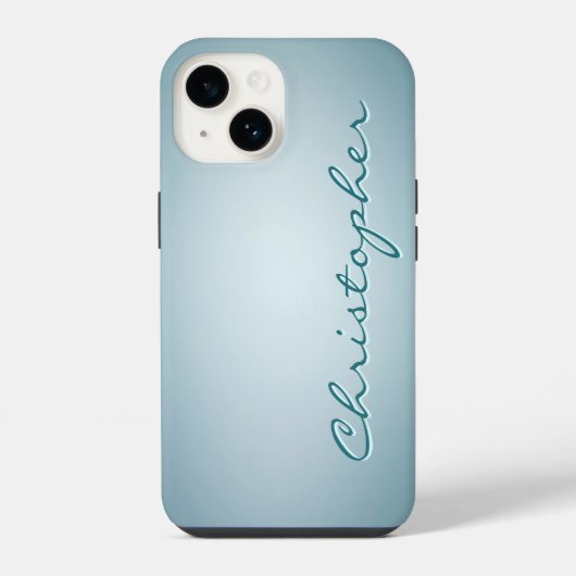 Personalisierte hellblaue Radial-Textur iPhone Hülle (Rückseite)