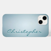 Personalisierte hellblaue Radialtextur Case-Mate iPhone Hülle (Rückseite (Horizontal))