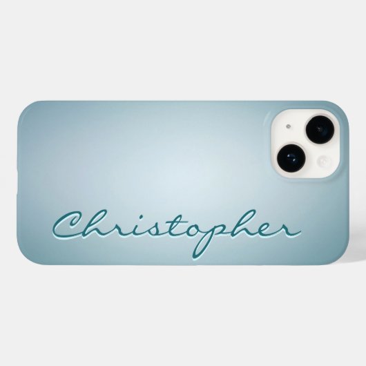 Personalisierte hellblaue Radialtextur Case-Mate iPhone Hülle (Rückseite (Horizontal))