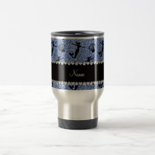 Personalisierte hellblaue reisebecher