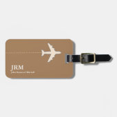 Personalisierte hellbraune Flugreise Gepäckanhänger (Vorderseite horizontal)