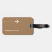 Personalisierte hellbraune Flugreise Gepäckanhänger (Rückseite horizontal)