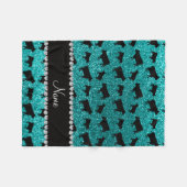 Personalisierte helle Aqua-Glitternamenskühe Fleecedecke (Vorderseite (Horizontal))