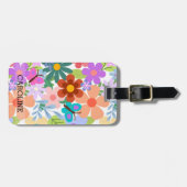 Personalisierte helle Blume Gepäckanhänger (Vorderseite horizontal)