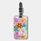 Personalisierte helle Blume Gepäckanhänger (Vorderseite vertikal)