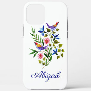 Personalisierte helle bunte Vögel und Blumen  Case-Mate iPhone Hülle