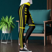 Personalisierte Helle Gelbe Schwarze Streifen Katz Leggings