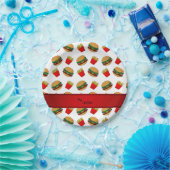 Personalisierte helle Hamburger Pommes frites Pappteller (Party)