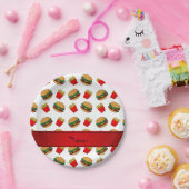 Personalisierte helle Hamburger Pommes frites Pappteller (Party)