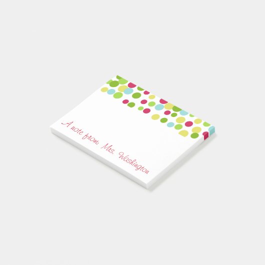 Personalisierte, helle Punkte Post It Notes Post-it Klebezettel (angewinkelt)