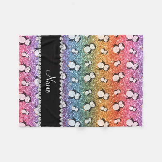 Personalisierte helle Regenbogen-Glitter Fleecedecke (Vorderseite (Horizontal))