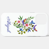 Personalisierte, helle Vögel und Blume Case-Mate iPhone Hülle (Rückseite (Horizontal))