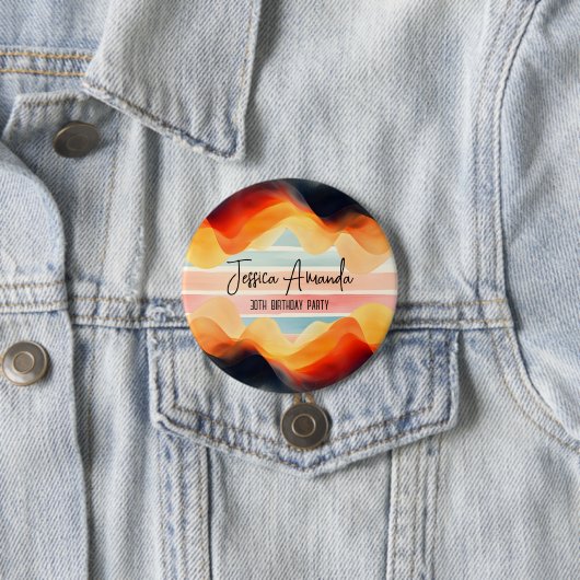 Personalisierte helle Wasserfarbe Farbige Streifen Button (Beispiel)