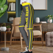 Personalisierte, hellgelbe graue Streifen Namen de Leggings