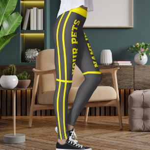 Personalisierte, hellgelbe graue Streifen Namen de Leggings