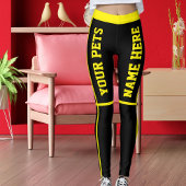 Personalisierte, hellgelbe schwarze Streifen Namen Leggings