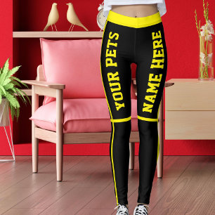 Personalisierte, hellgelbe schwarze Streifen Namen Leggings