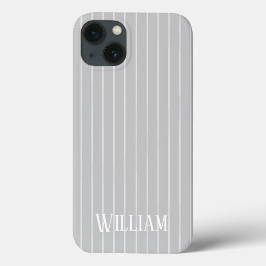 Personalisierte hellgraue Nadelstreifen Case-Mate  iPhone Hülle (Rückseite)
