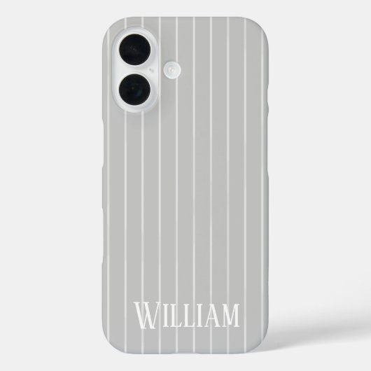 Personalisierte, hellgraue Pinstreifen Case-Mate iPhone Hülle (Rückseite)