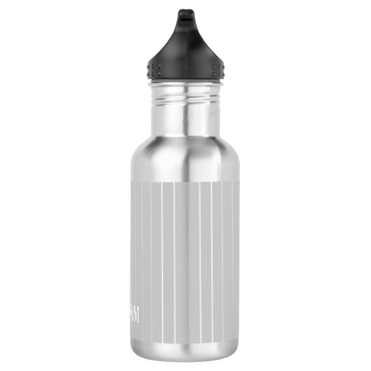 Personalisierte, hellgraue Pinstreifen Edelstahlflasche (Rechts)