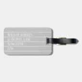 Personalisierte, hellgraue Pinstreifen Gepäckanhänger (Rückseite horizontal)