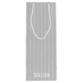 Personalisierte, hellgraue Pinstreifen Geschenktüte Für Weinflaschen (Rückseite)