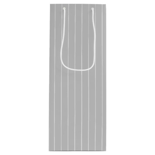 Personalisierte, hellgraue Pinstreifen Geschenktüte Für Weinflaschen (Vorderseite)