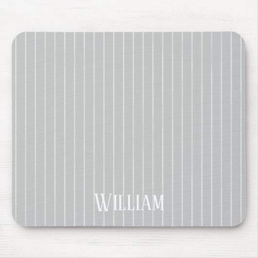 Personalisierte, hellgraue Pinstreifen Mousepad (Vorne)