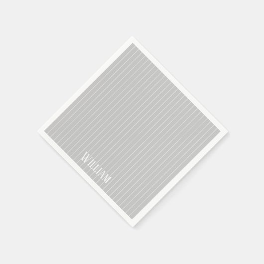 Personalisierte, hellgraue Pinstreifen Serviette (Ecke)